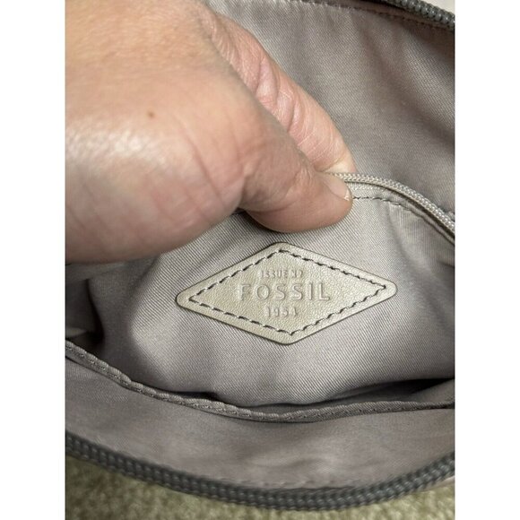 FOSSIL Kinley Small Fold Over Leather Crossbody Bag Adjustable Strap Gray - Picture 13 of 16